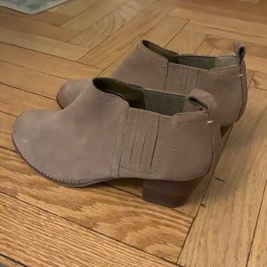 Beige suede wedge booties